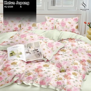 bed cover katun jepang motif bunga
