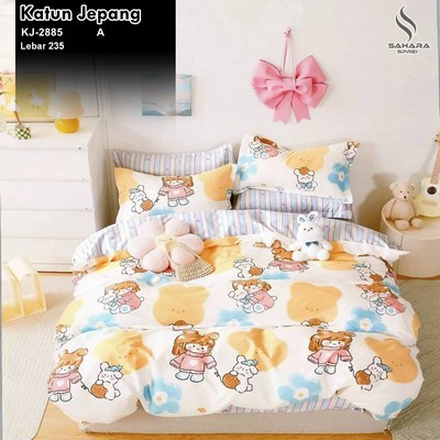sprei katun jepang motif bunga