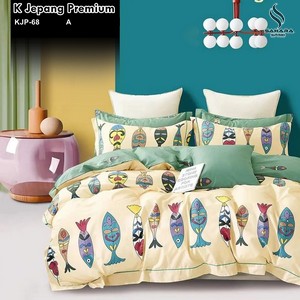 bed cover katun jepang motif bunga